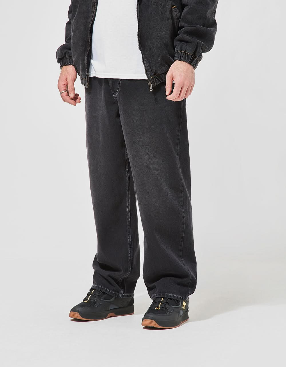 Route One Super Baggy Denim Jeans - Washed Black