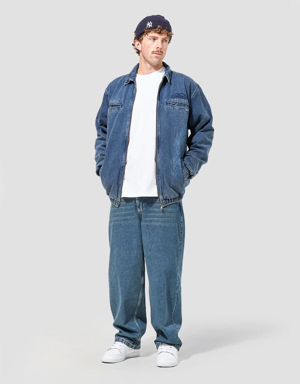 Route One Super Baggy Denim Jeans - Light Wash