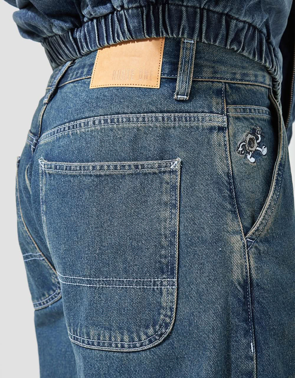 Route One Super Baggy Denim Jeans - Light Wash