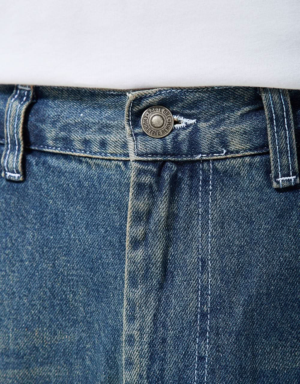 Route One Super Baggy Denim Jeans - Light Wash