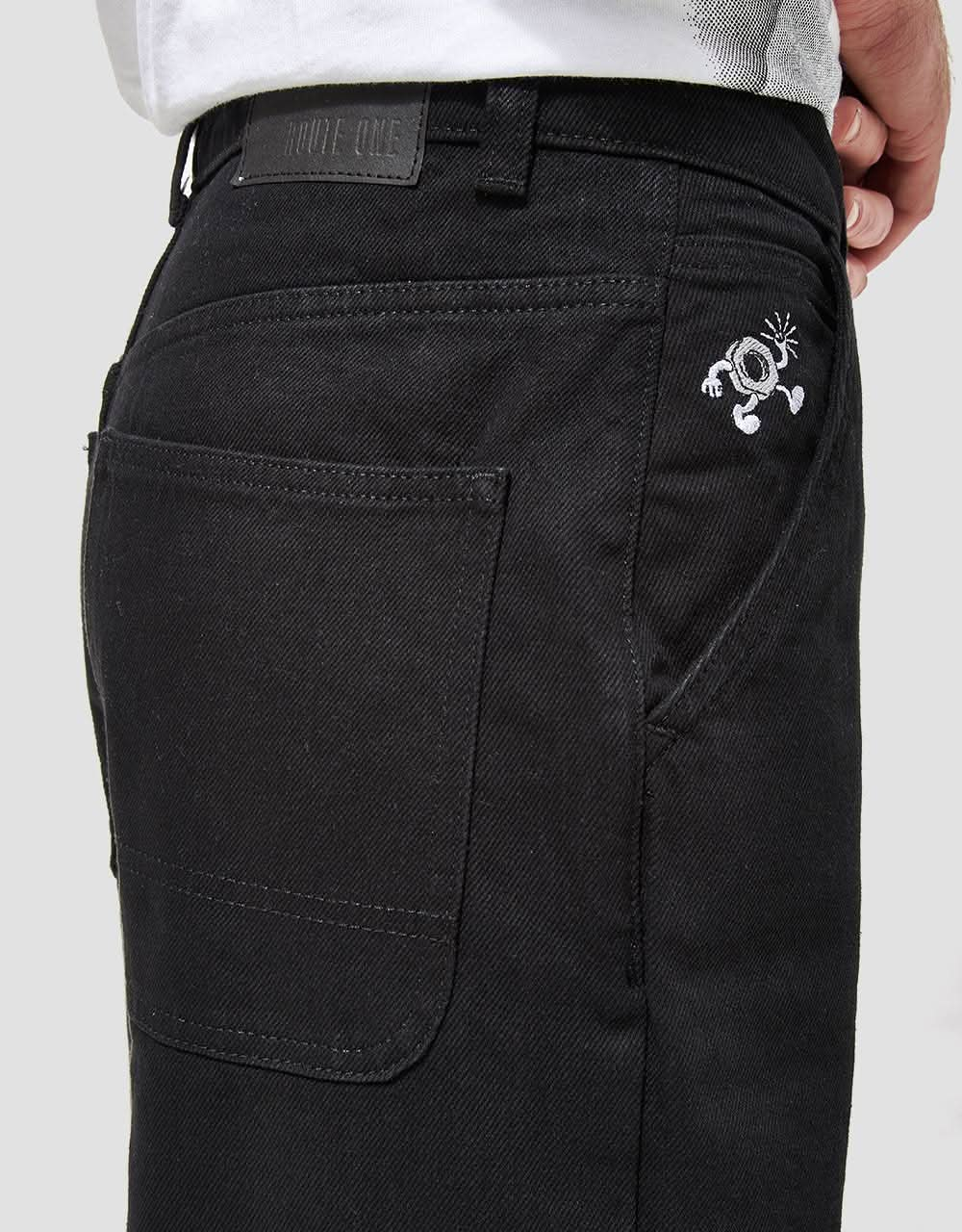 Route One Super Baggy Denim Jeans - Flat Black