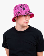 Route One Doodle Bucket Hat - Berry