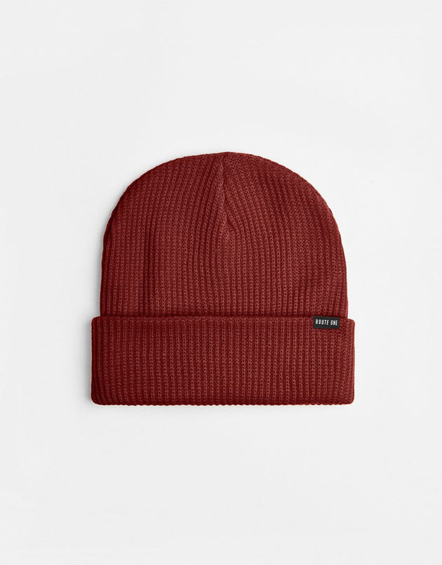 Route One Recycled Fisherman Beanie - Burgundy