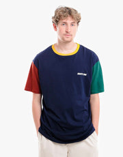 Route One Organic Colourblock T-Shirt - Navy/Multi