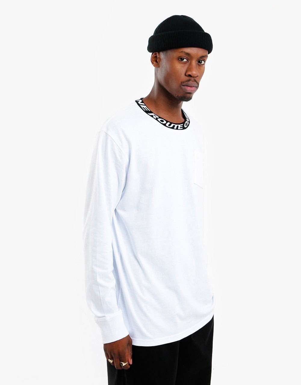 Route One Organic Ribbed Collar Long Sleeve T-Shirt - White