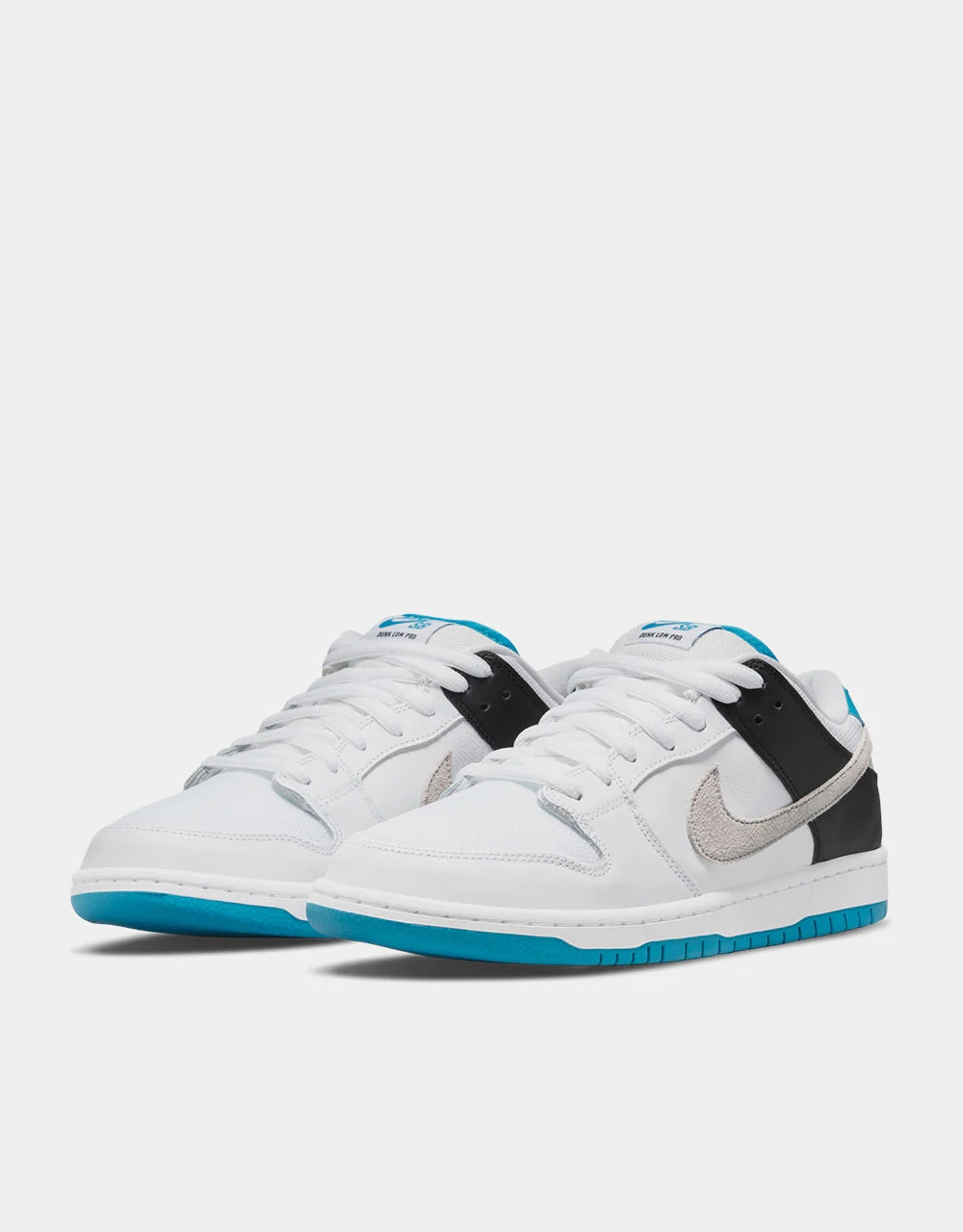 Nike SB Dunk Low Pro Skate Shoes - White/Neutral Grey-Black-Laser Blue