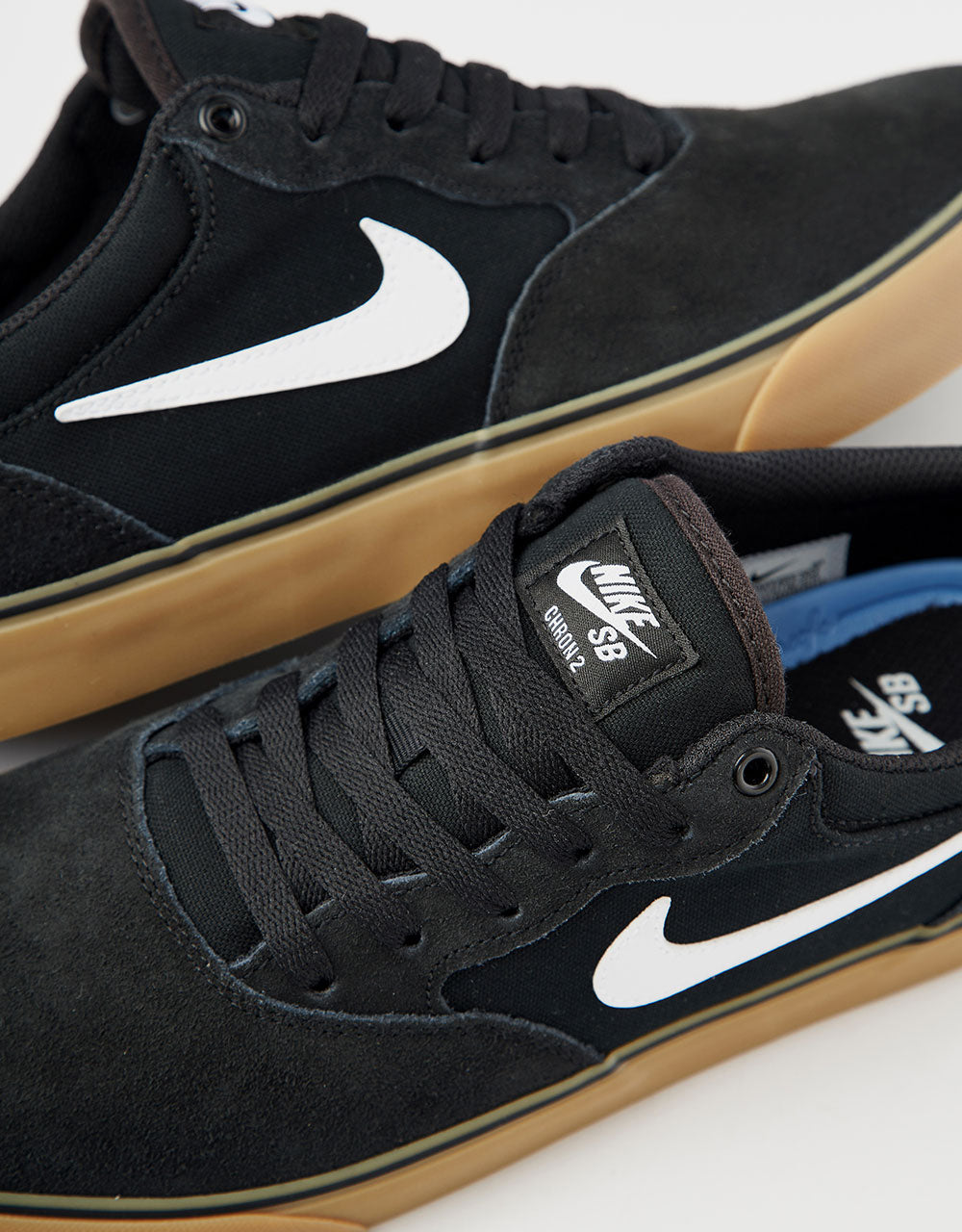 Nike SB Chron 2 Skate Shoes - Black/White-Black-Gum Light Brown