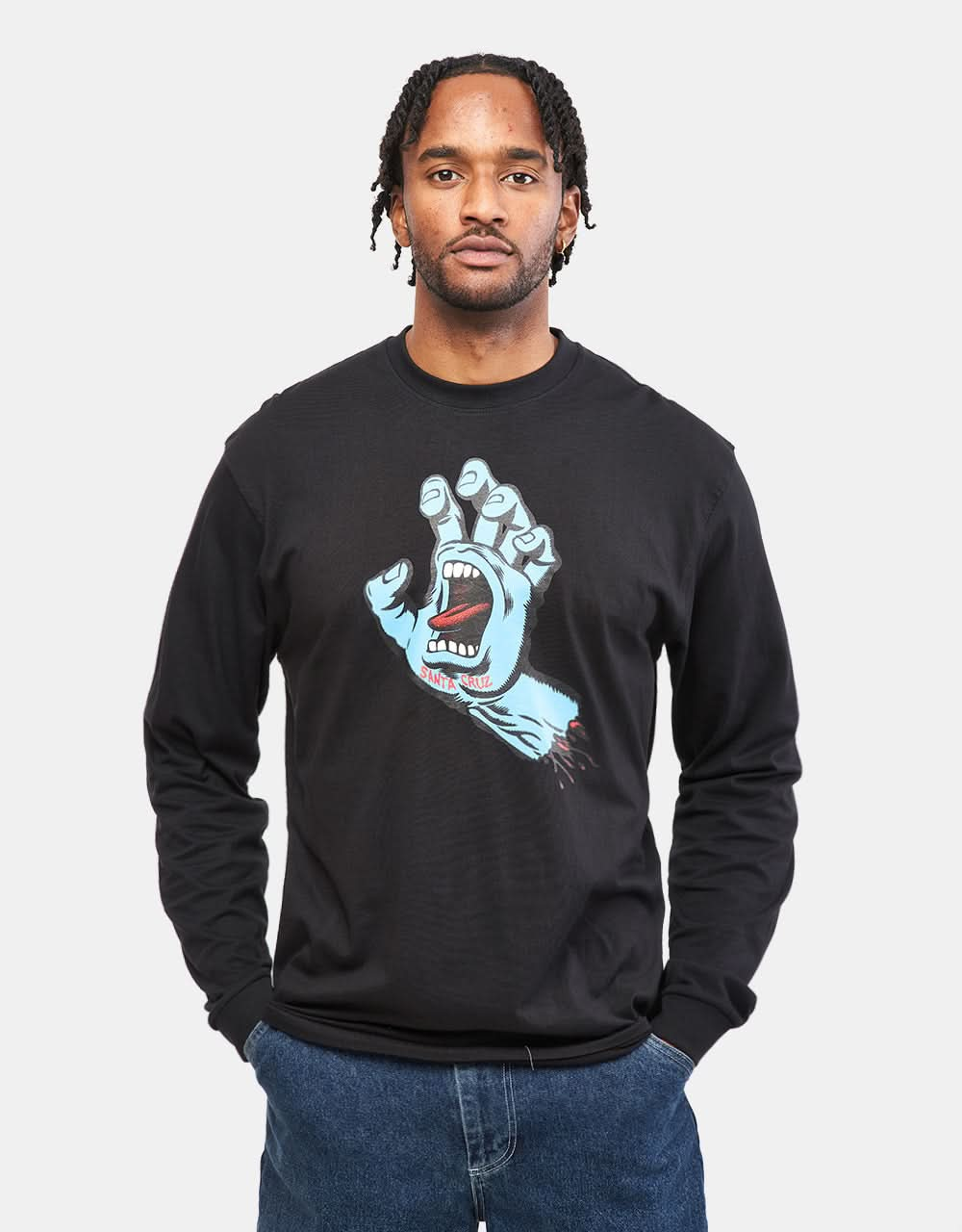 Santa Cruz Screaming Hand Chest L/S T-Shirt - Black