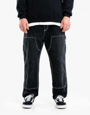 Route One Double Knee Denim Pants - Washed Black