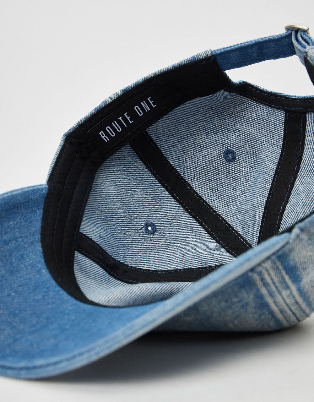 Route One Bleached Denim Dad Cap – Hellblauer Denim