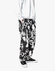 Route One Organic Baggy Pants - Medievil Black/White