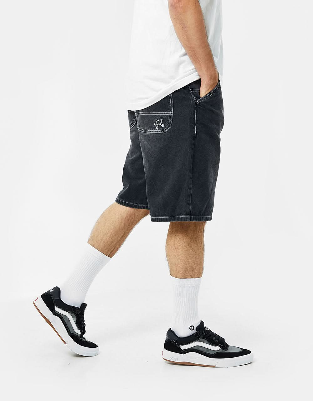 Route One Super Baggy OG Denim Shorts - Washed Black