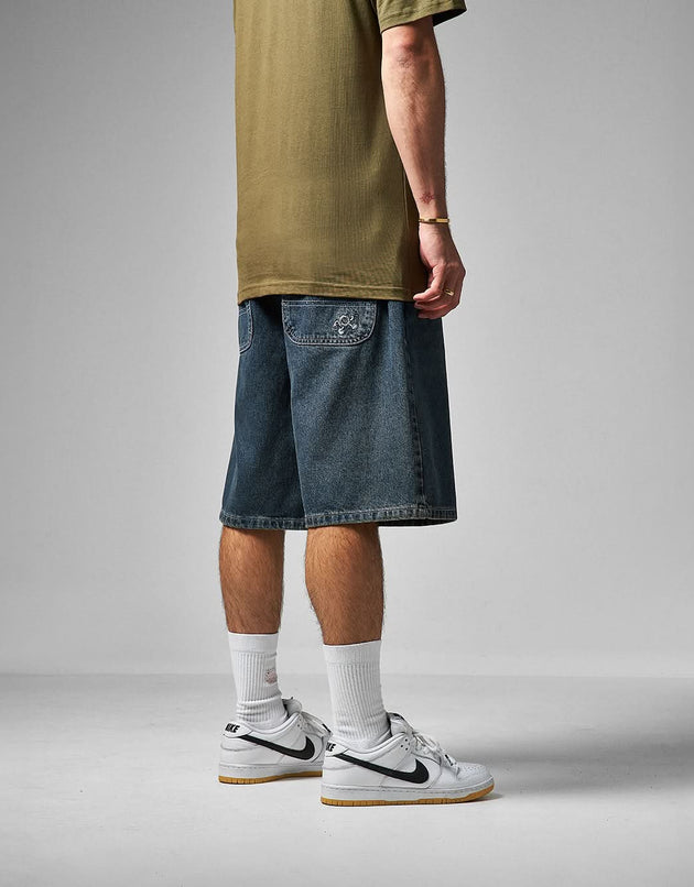 Route One Super Baggy OG Denim Shorts - Light Wash