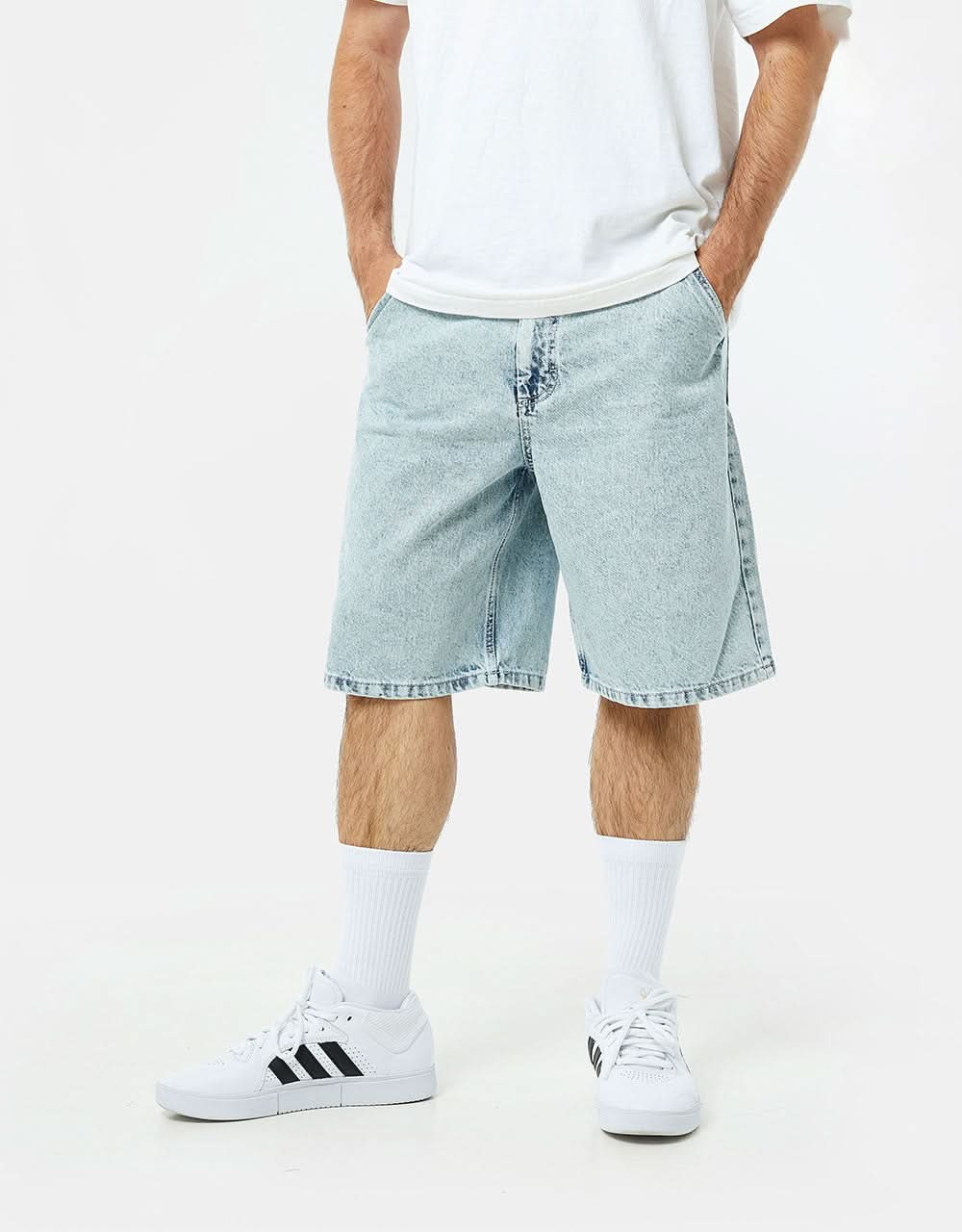 Route One Super Baggy Denim Shorts – Light Stone Wash