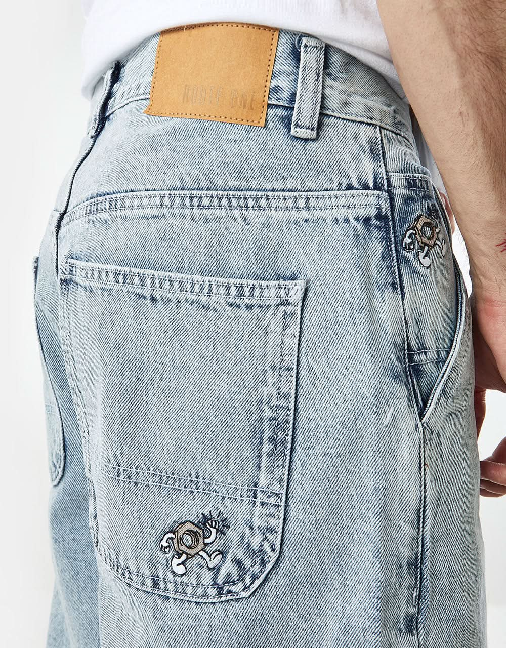 Route One Super Baggy Denim Shorts – Light Stone Wash