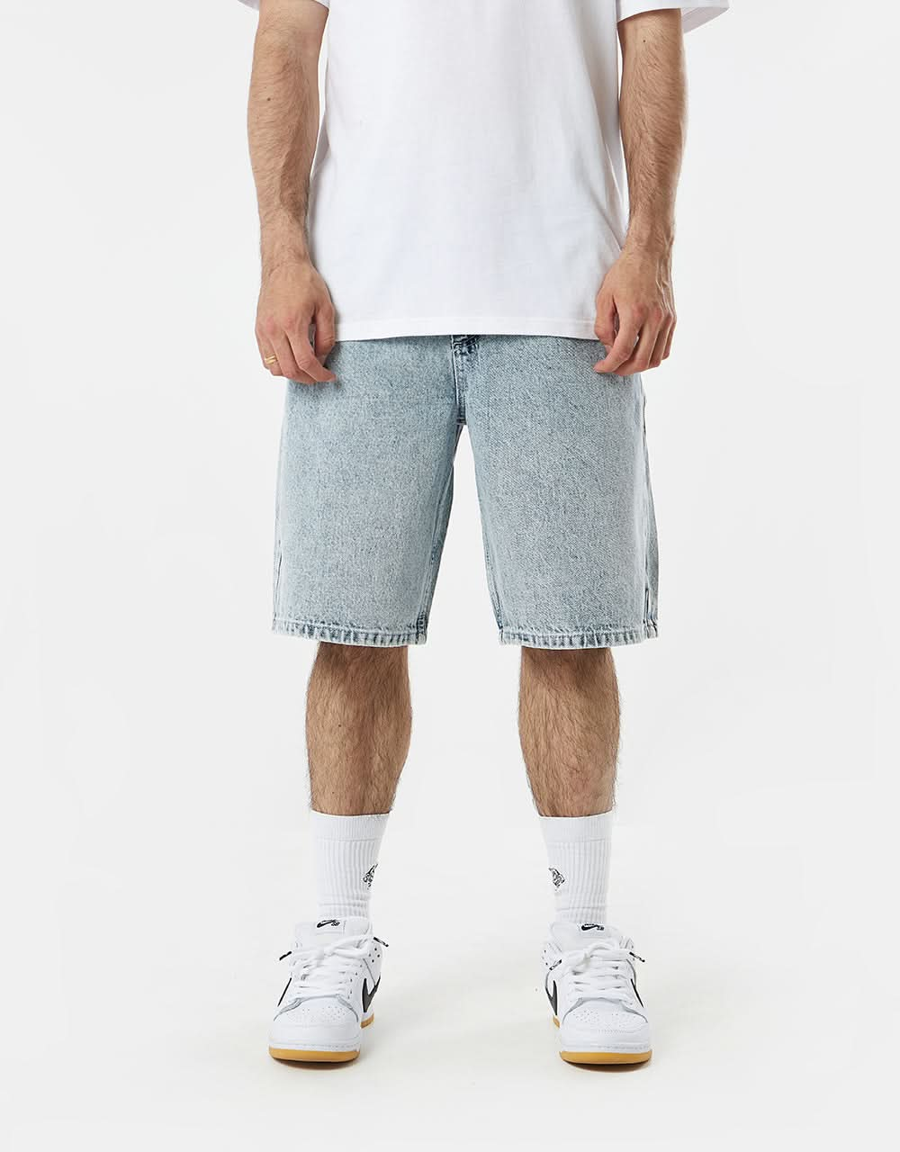 Route One Super Baggy Denim Shorts – Light Stone Wash