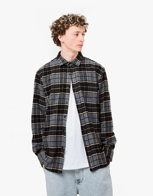 Route One Aran Flannel Shirt - Black/Charcoal