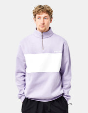 Route One Organic Blocked 1/4 Zip Sweat - Viola/Stone