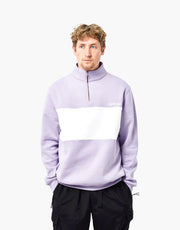 Route One Organic Blocked 1/4 Zip Sweat - Viola/Stone