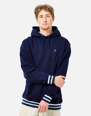 Route One Organic Striped Ribbed Pullover Hoodie - Eclipse/White/Sky Blue