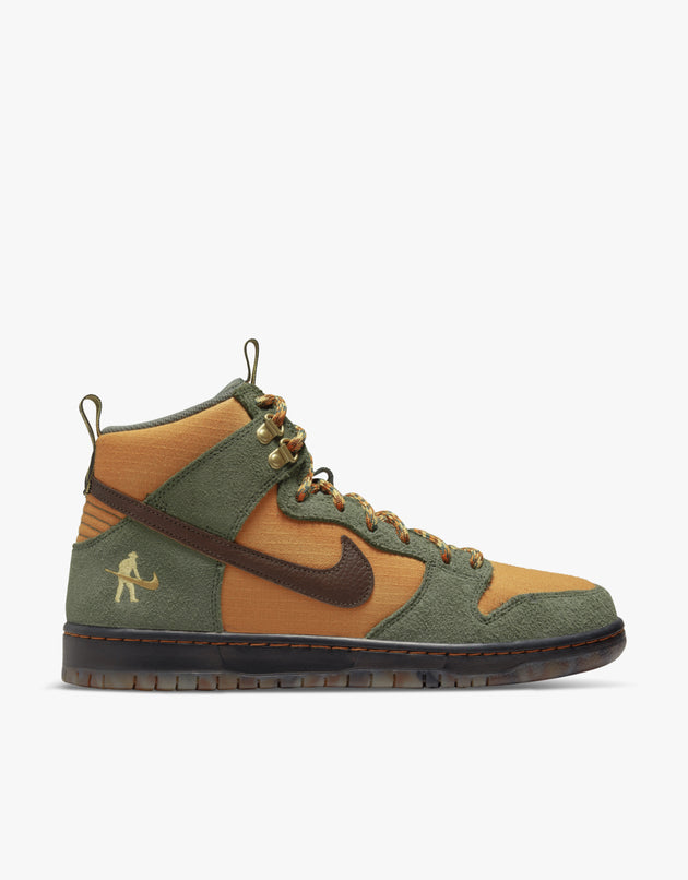 Nike SB Dunk High Pro QS Skate Shoes - Carbon Green/Cider-Wheat Gold