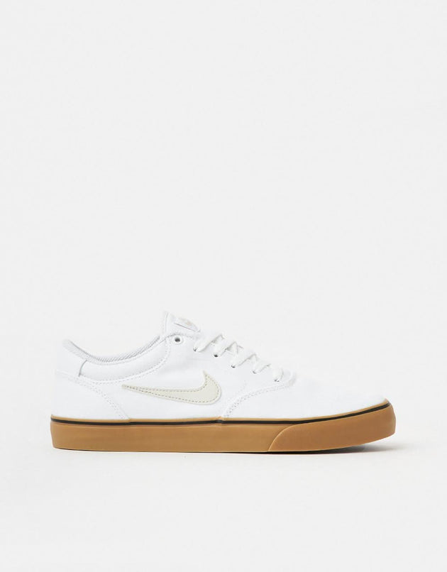 Nike SB Chron 2 Canvas Skateschuhe – Weiß/Light Bone-White-Gum Light Brown