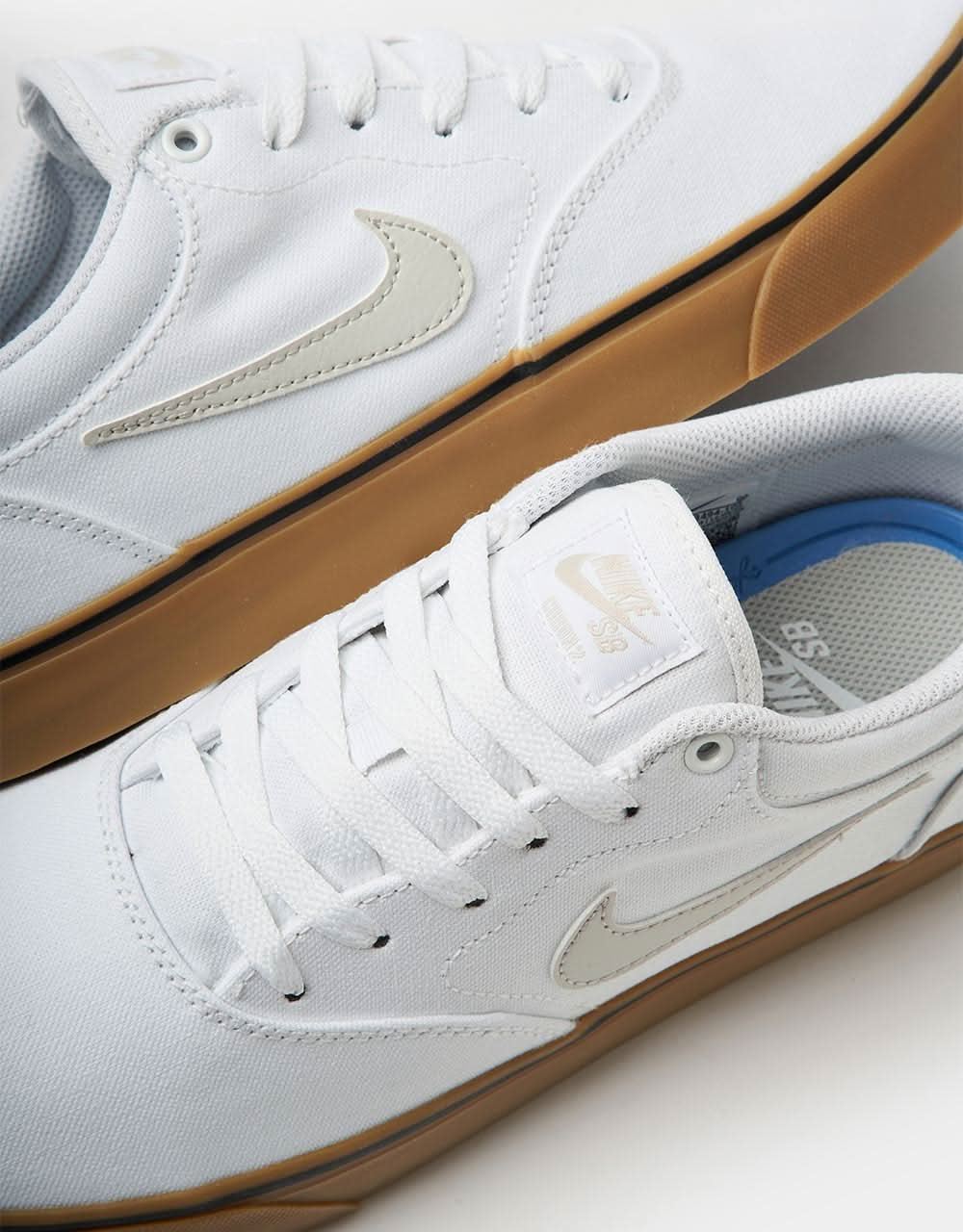 Nike SB Chron 2 Canvas Skate Shoes - White/Light Bone-White-Gum Light Brown