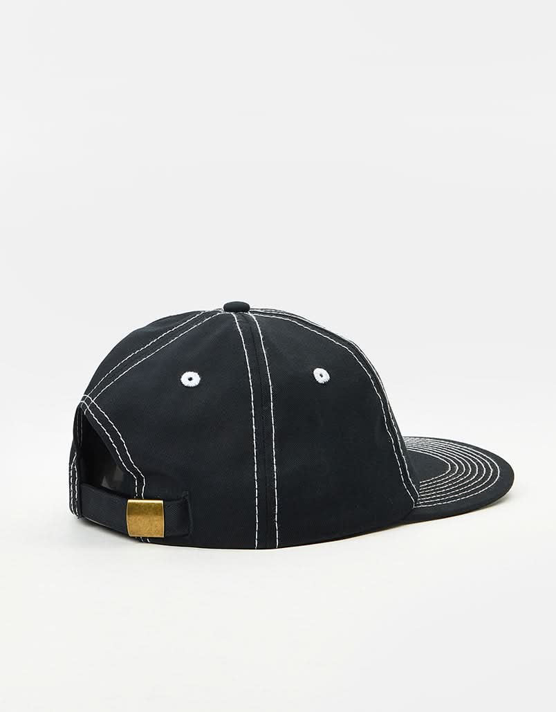 Route One Unstructured Contrast Stitch Strapback Cap - Black/White