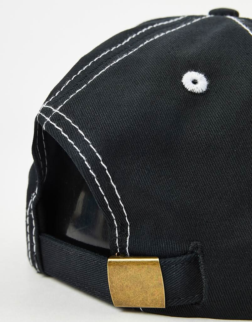 Route One Unstructured Contrast Stitch Strapback Cap - Black/White