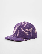 Route One Unstructured Bleached Cord 6 Panel Cap - Purple