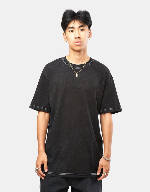 Route One Organic Contrast Stitch T-Shirt - Black