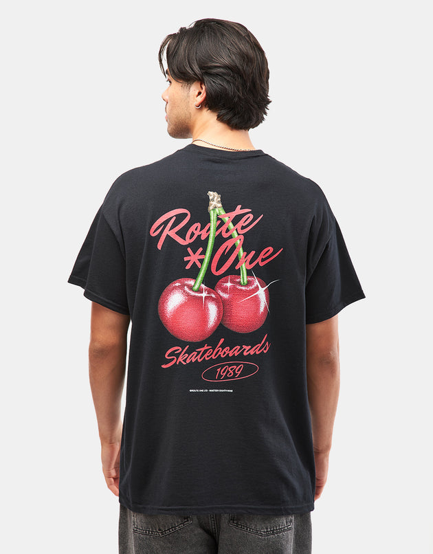 Route One Cherries T-Shirt - Black