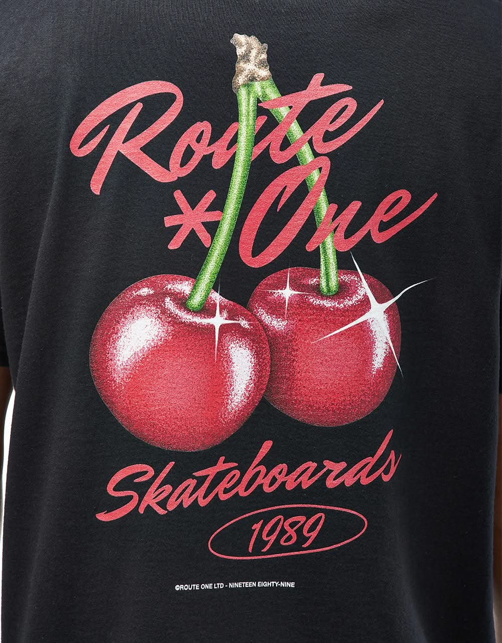 Route One Cherries T-Shirt - Black