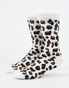 Route One Leopard Crew Socks - White