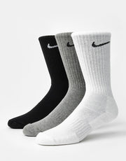 Nike Everyday Cushioned 3 Pack Socks - Black/White/Grey