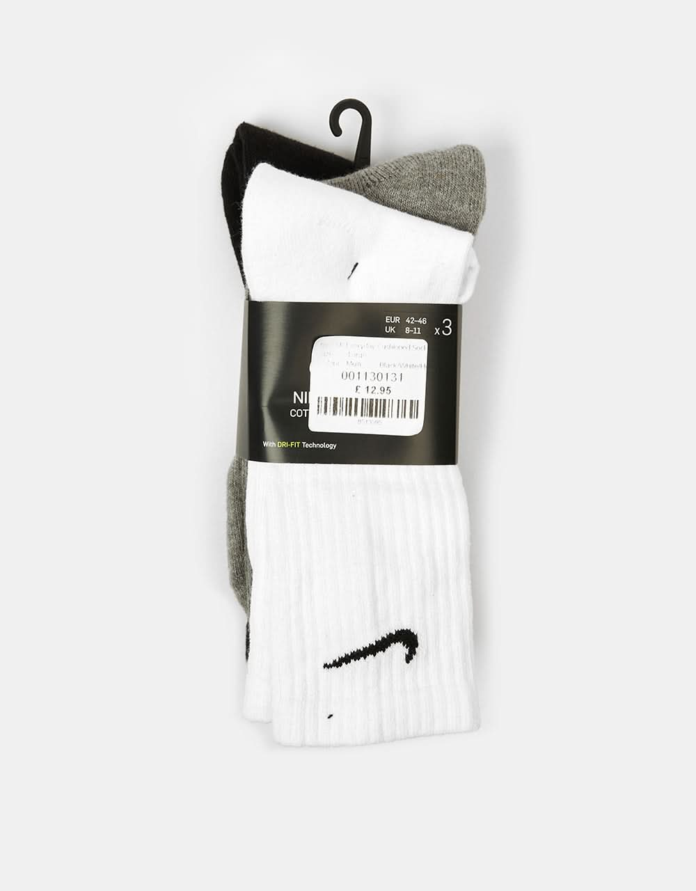 Nike Everyday Cushioned 3 Pack Socks - Black/White/Grey