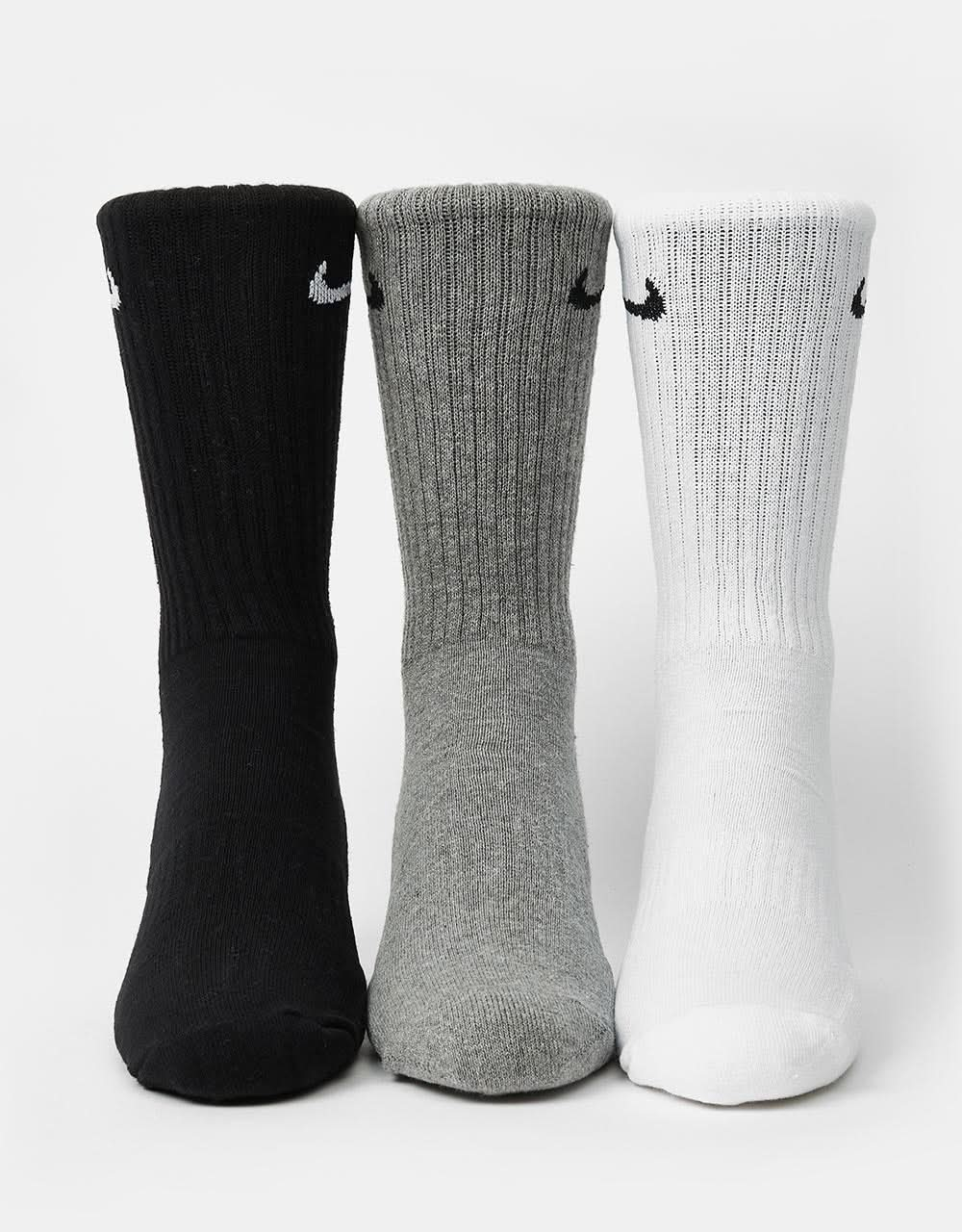 Nike Everyday Cushioned 3er-Pack Socken – Schwarz/Weiß/Grau