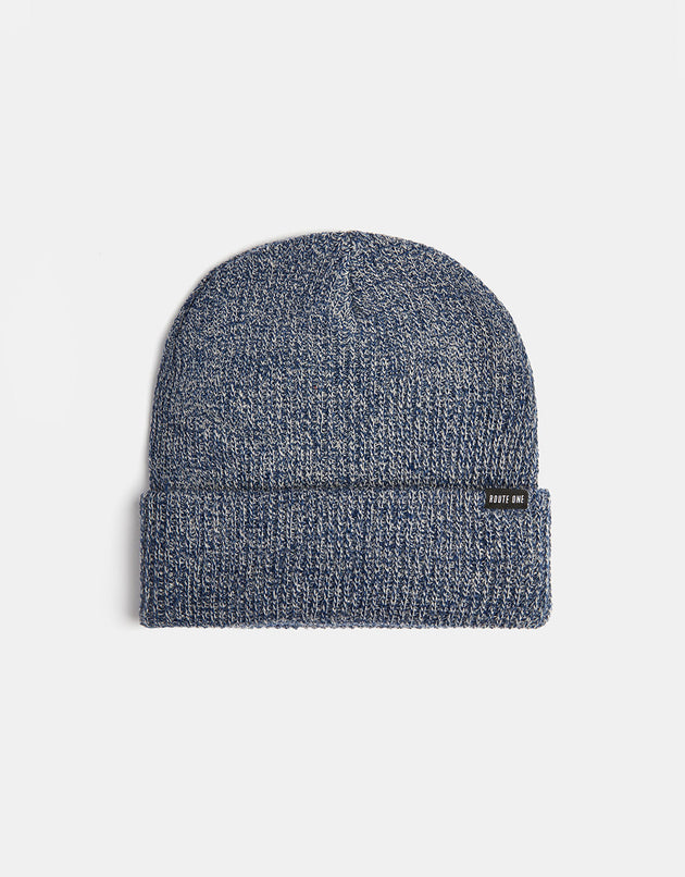 Route One Recycled Fisherman Beanie - Heather Blue