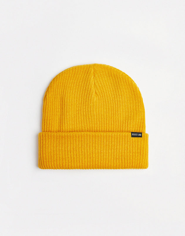 Route One Recycled Fisherman Beanie - Mustard