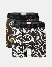 Confezione da 2 boxer classici Route One - Peace/Warped Smiley