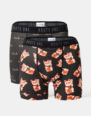 Confezione da 2 boxer classici Route One - Lucky Cat/F-It