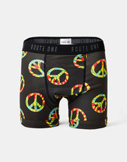 Route One Klassische Boxershorts – Peace (Schwarz)