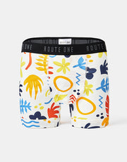 Route One Klassische Boxershorts – Tropical (Weiß)