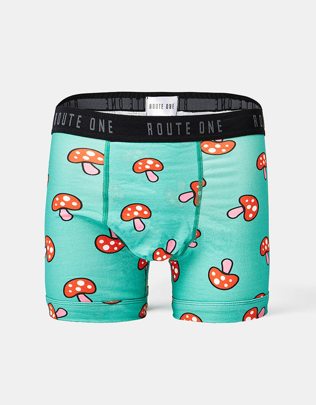 Route One Klassische Boxershorts – Shrooms (Blaugrün)