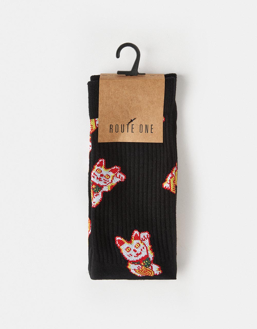 Route One Lucky Cat Socks - Black