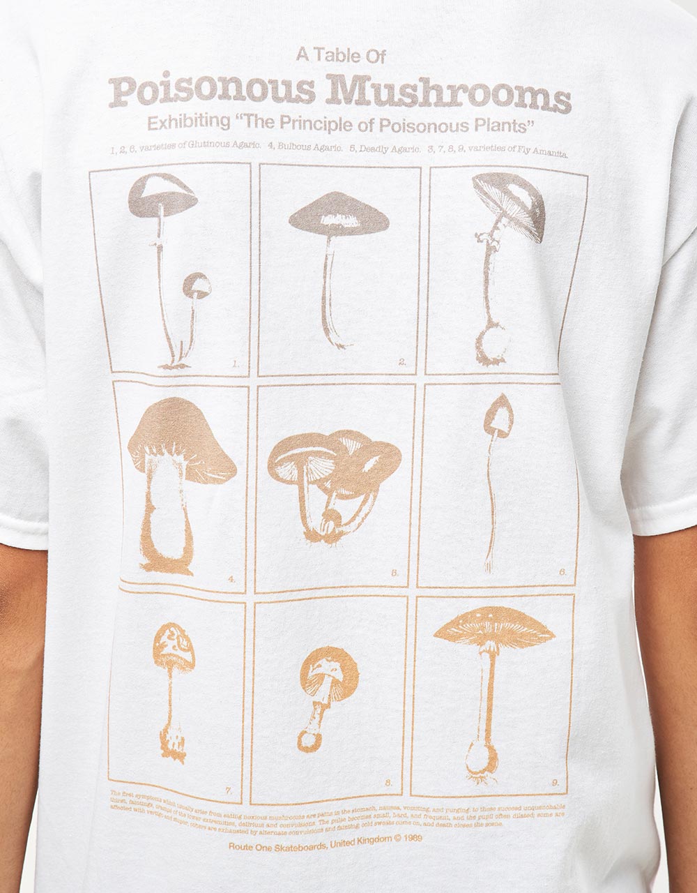 T-shirt Route One con funghi velenosi - bianca