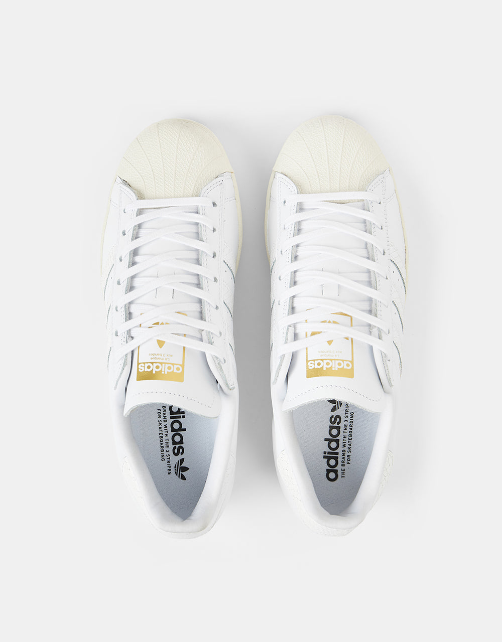 adidas Superstar ADV Skate Shoes - White/White/Gold Metallic