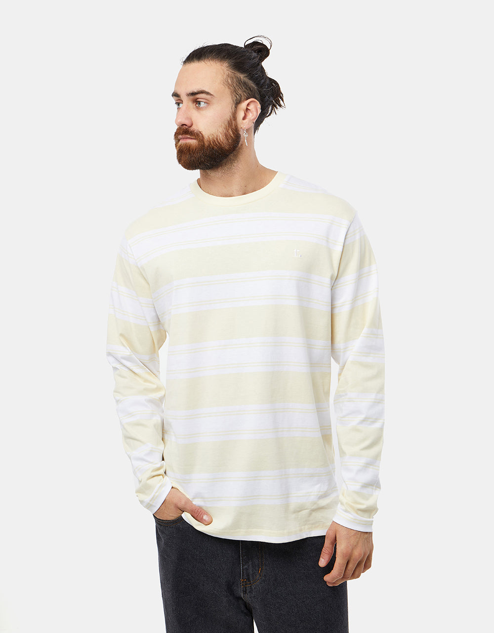 T-Shirt M/S Route One Lewis Stripe - Cloud Cream/Blanc