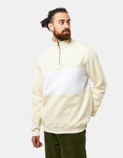 Route One Blocked 1/4 Zip Sweat - Cloud Cream/White