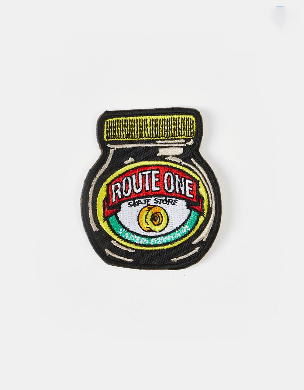 Route One Marmite bestickter Aufnäher – Schwarz